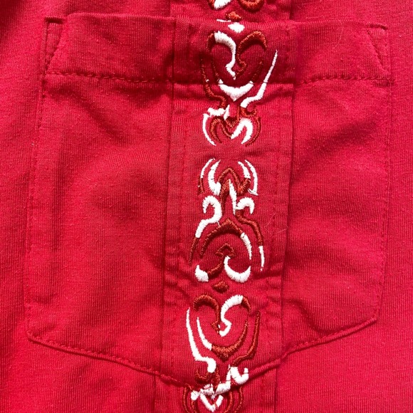 Haband Guayabera Shirt Mens XL Red Short Sleeve Embroidered Button Down Cuban - Picture 5 of 7